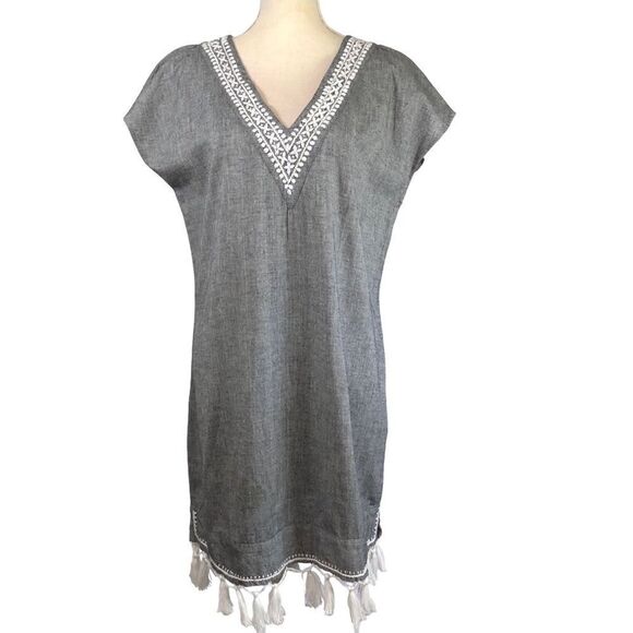 Subtle Luxury Fringe Tassel Dress 100% Cotton Embroidery Size Medium/Large NWOT - Picture 1 of 12